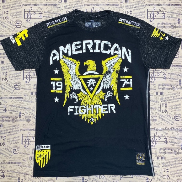 yellow american fighter shirt